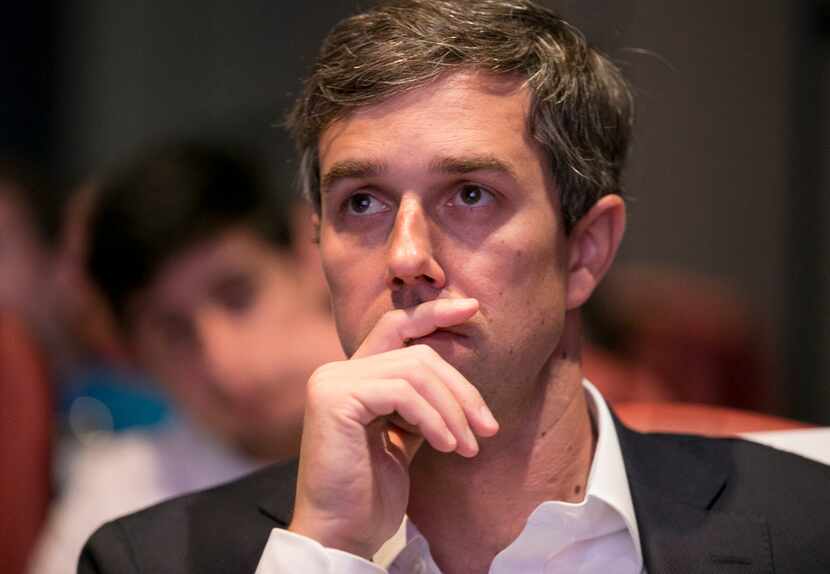 Beto O'Rourke, a Democratic candidate for U.S. Senator, listens during the Jolt Texas Town...