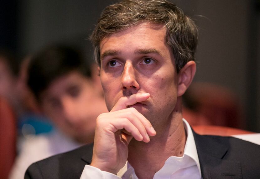 Beto O'Rourke, a Democratic candidate for U.S. Senator, listens during the Jolt Texas Town...