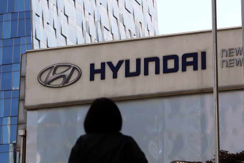 FILE - In this April 26, 2017, file photo, the logo of the Hyundai Motor Co. is displayed at...