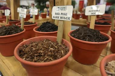 Products on display at the Living Earth booth at the Texas Nursery and Landscape Association...