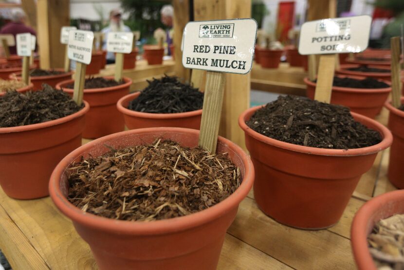 Products on display at the Living Earth booth at the Texas Nursery and Landscape Association...