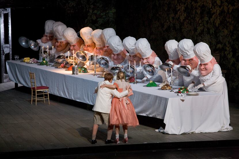 A scene from Act II of Humperdinck’s “Hansel and Gretel” with Alice Coote as Hansel and...