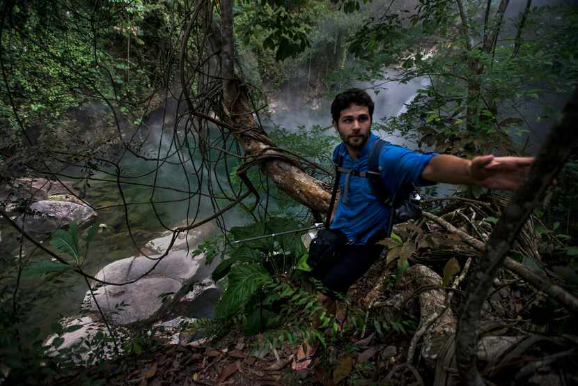 Andrés Ruzo is shown during his field work season in the Peruvian Amazon.