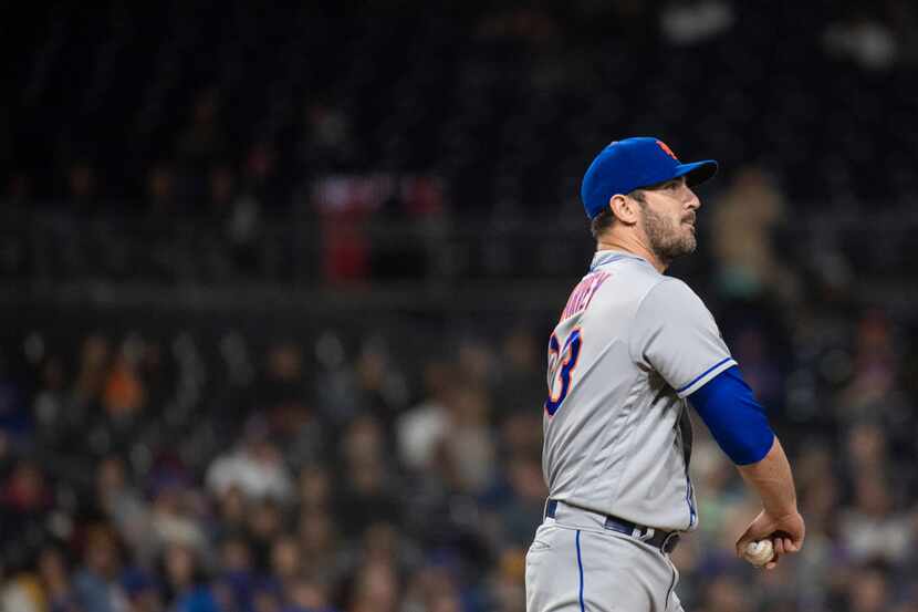 New York Mets pitcher Matt Harvey is pictured during the ninth inning of a game against the...
