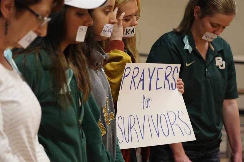 Current and former Baylor students held a rally warning of sexually assaults on and off...