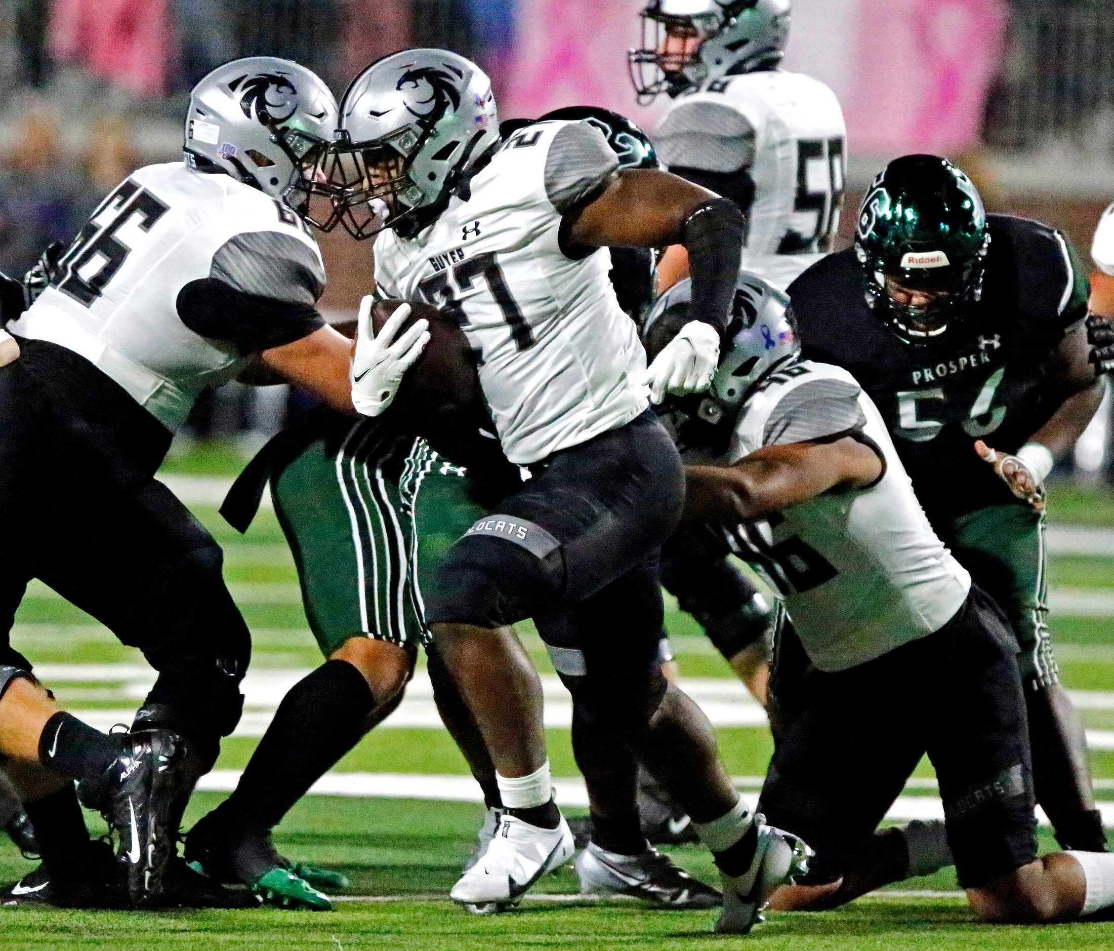 Denton Guyer High School running back Byron Phillips  (27) looks for room to run during the...