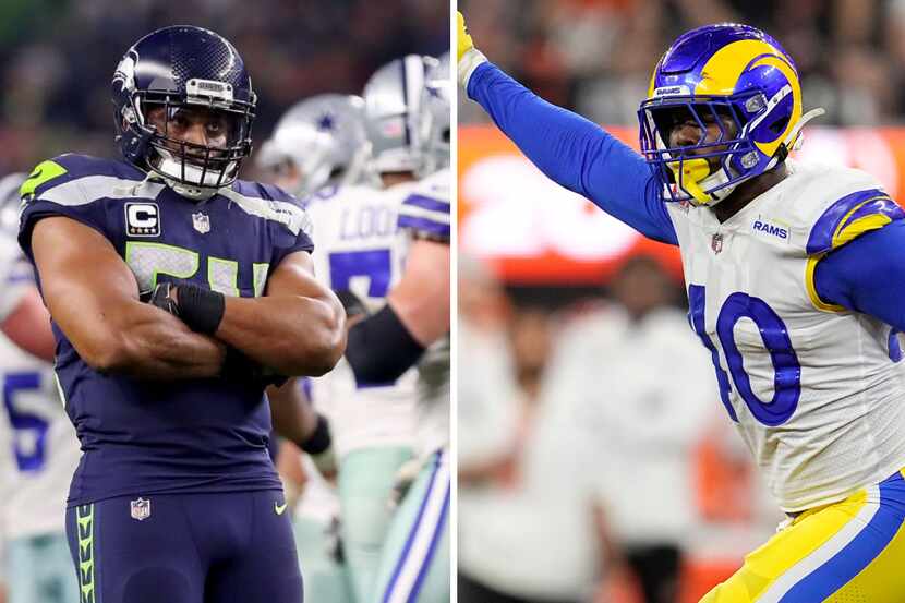 Left: Seahawks LB Bobby Wagner (photo via Getty Images). Right: Rams DE Von Miller (photo...