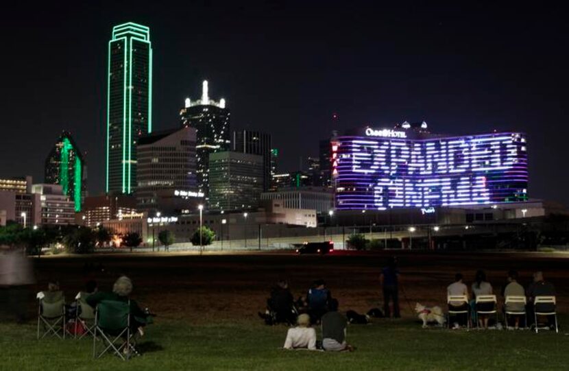 A series of video art works were displayed on the facade of the downtown Omni Hotel during...