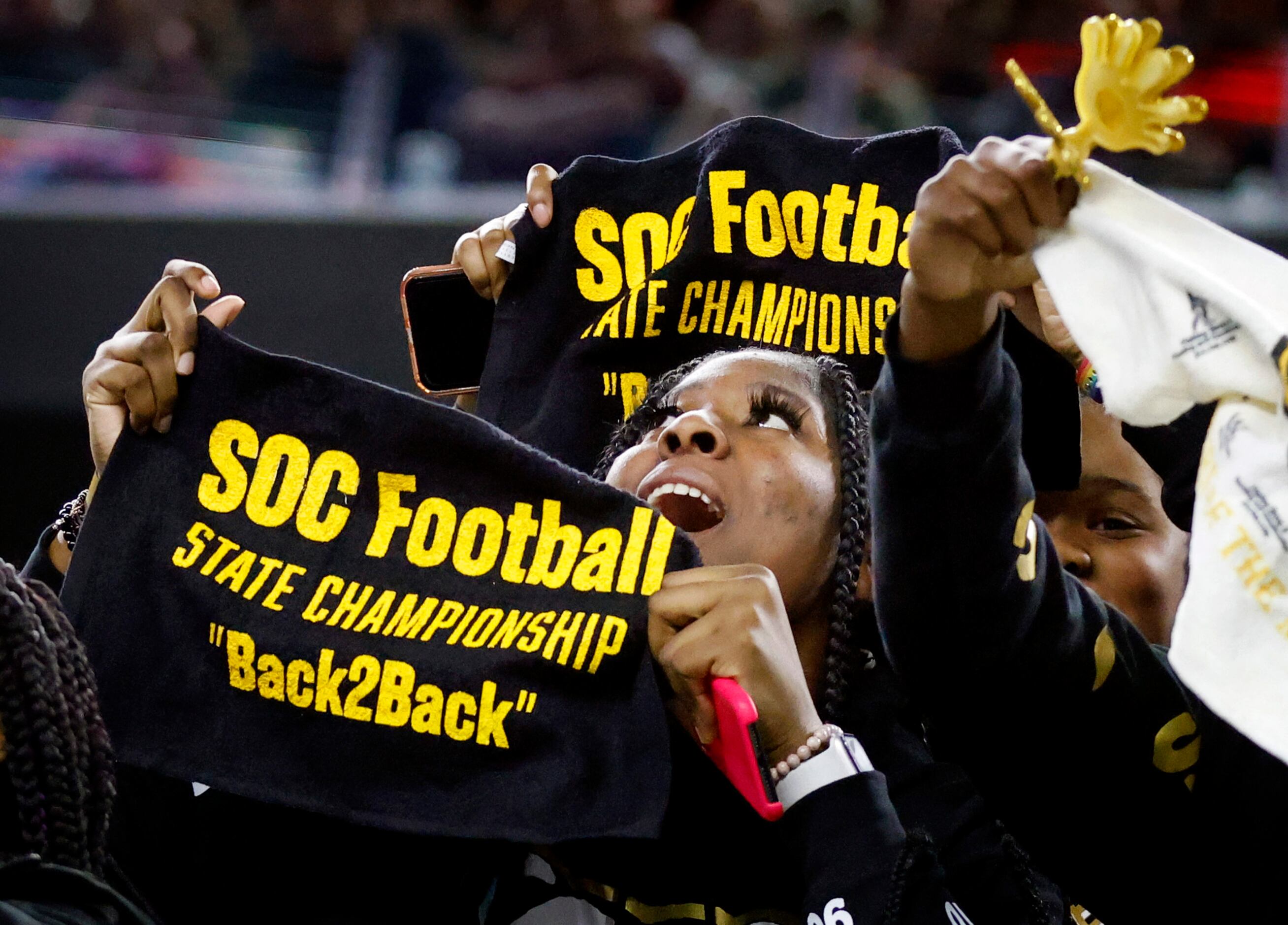 South Oak Cliff fans cheer their Back-to-Back wins in the Class 5A Division II state...