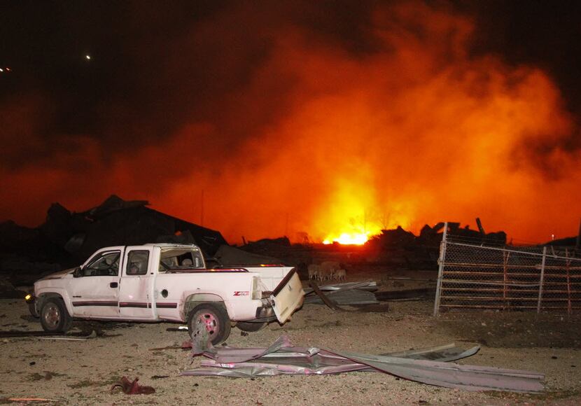 The site of a massive explosion in West, Texas, on the night of April 17, 2013. 