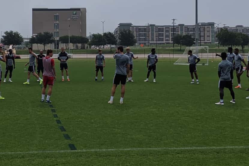 FC Dallas training under and overcast and smokey sky. (5-22-19)