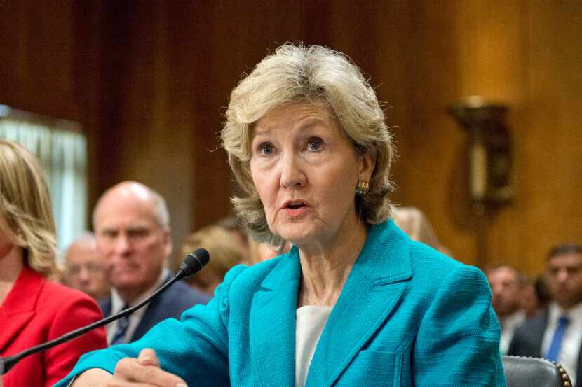 Former U.S. Sen. Kay Bailey Hutchison (R-Texas) testifies before the United States Senate...