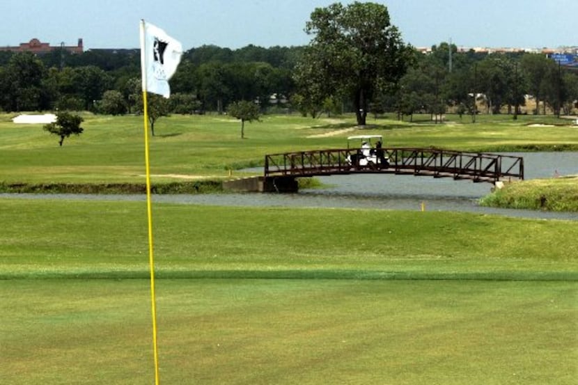  A view from the green on hole #18, a 438 yard, par 4, at Riverside Golf Club on Wednesday...