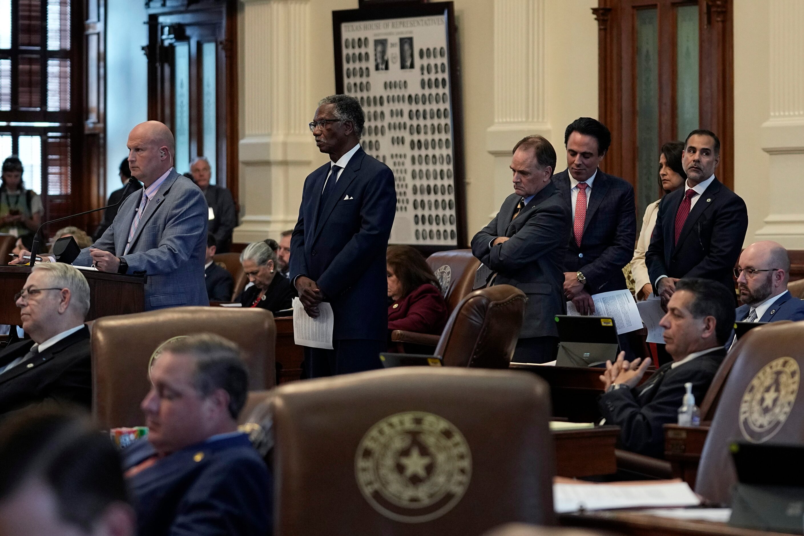 House members line up to question Rep. Andrew Murr, R - Junction, Chair of the House General...