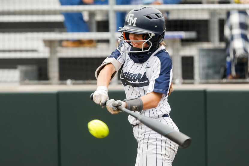 Flower Mound's Logan Halleman (7) hits a home run against McKinney Boyd during the first...