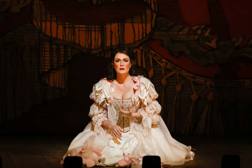 Wallis Giunta portrays Rosina during dress rehearsal of a Dallas Opera production of...