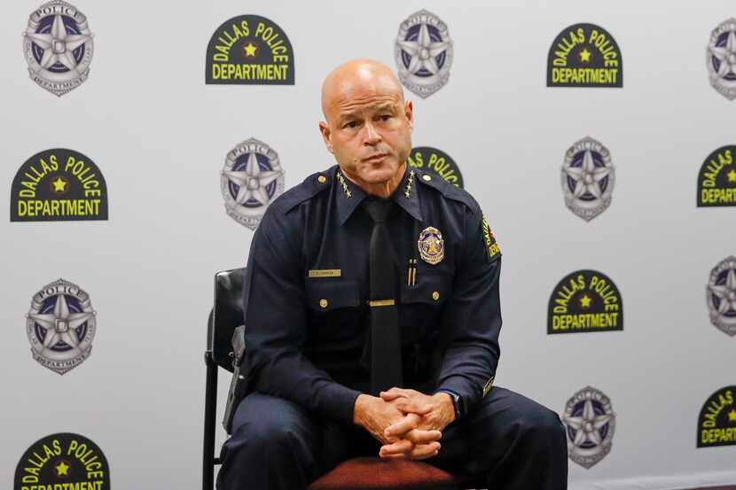 Dallas Police Chief Eddie García sits for an interview at Dallas Police headquarters on...