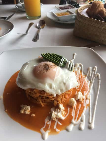 Chilaquiles provide an Instagram-worthy breakfast at the Amuleto hotel. 
