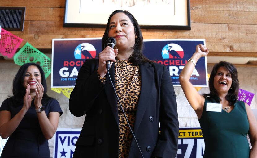 Democratic attorney general nominee Rochelle Garza spoke during a campaign rally at...