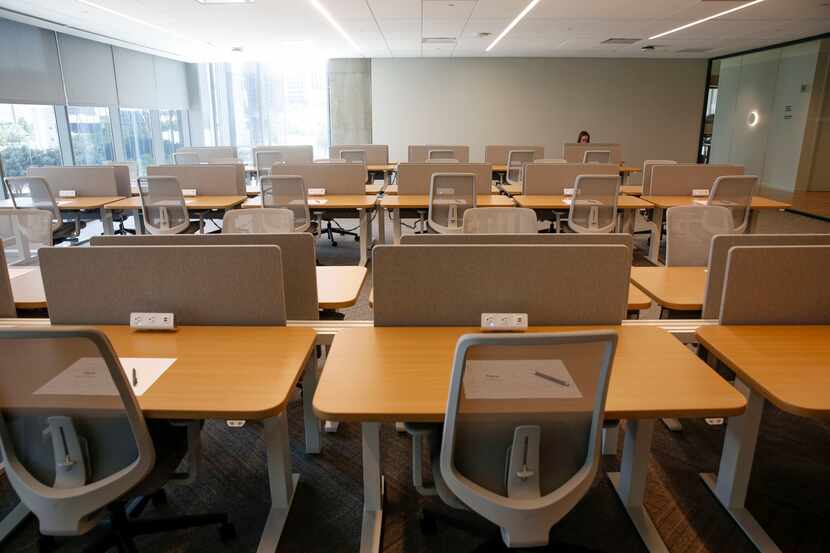 Desks sit empty in many Dallas-Fort Worth companies where employees can work remotely.