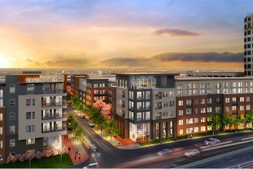 The more than 700-unit apartment and retail project is planned on the Dallas North Tollway...