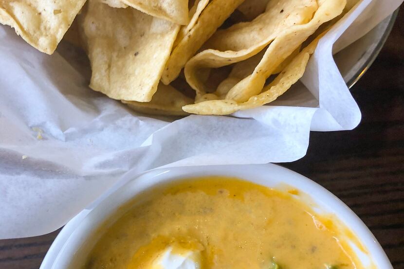 Bob's Armstrong Dip chips and queso with guacamole and sour cream at Matt's Rancho Martinez...