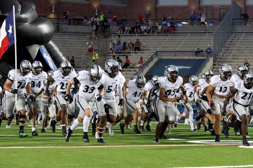 The Denton Guyer Wildcats enter the field to face Allen in a District 5-6A high school...