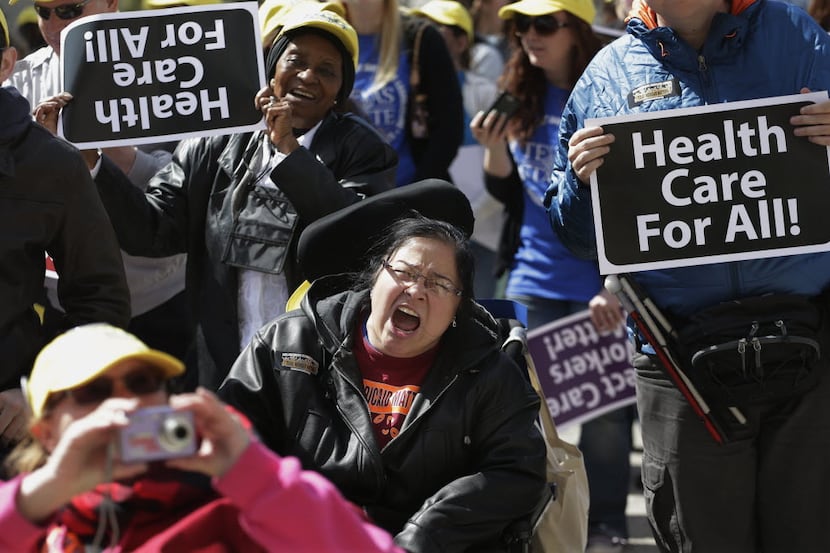 Protesters in Austin demanded expansion of Medicaid in 2013.