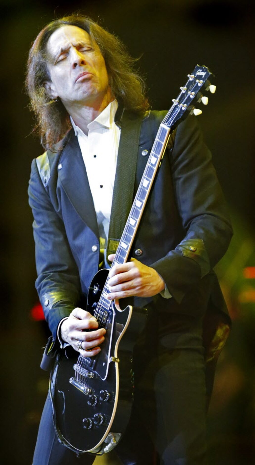 The Trans Siberian Orchestra guitarist Al Pitrelli performs at the American Airlines Center...