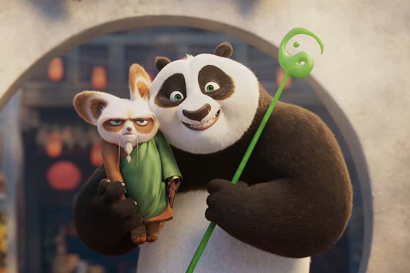 Shifu (left) is voiced by Dustin Hoffman, and Po is voiced by Jack Black in "Kung Fu Panda...