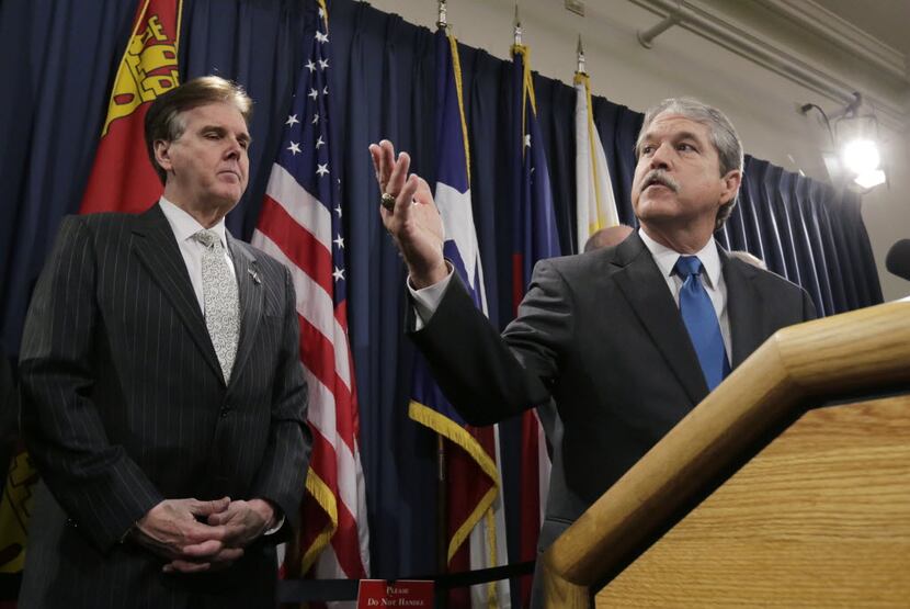 Lt. Gov. Dan Patrick (left) and Sen. Larry Taylor, R-Friendswood, have been working for two...
