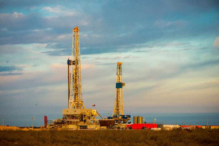 Exxon Mobil drilling rigs  in the Permian Basin of Texas. 
