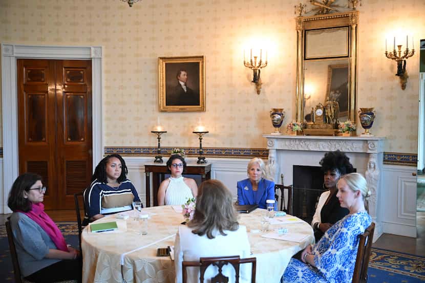 First Lady Jill Biden and Director of the White House Gender Policy Council Jennifer Klein...