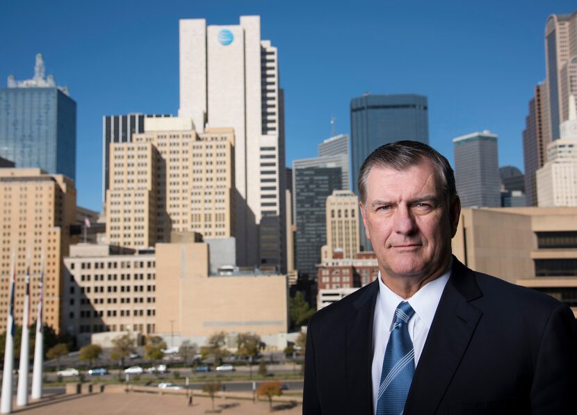 Mike Rawlings, the mayor of Dallas, stood in front of the city landscape last month. The...