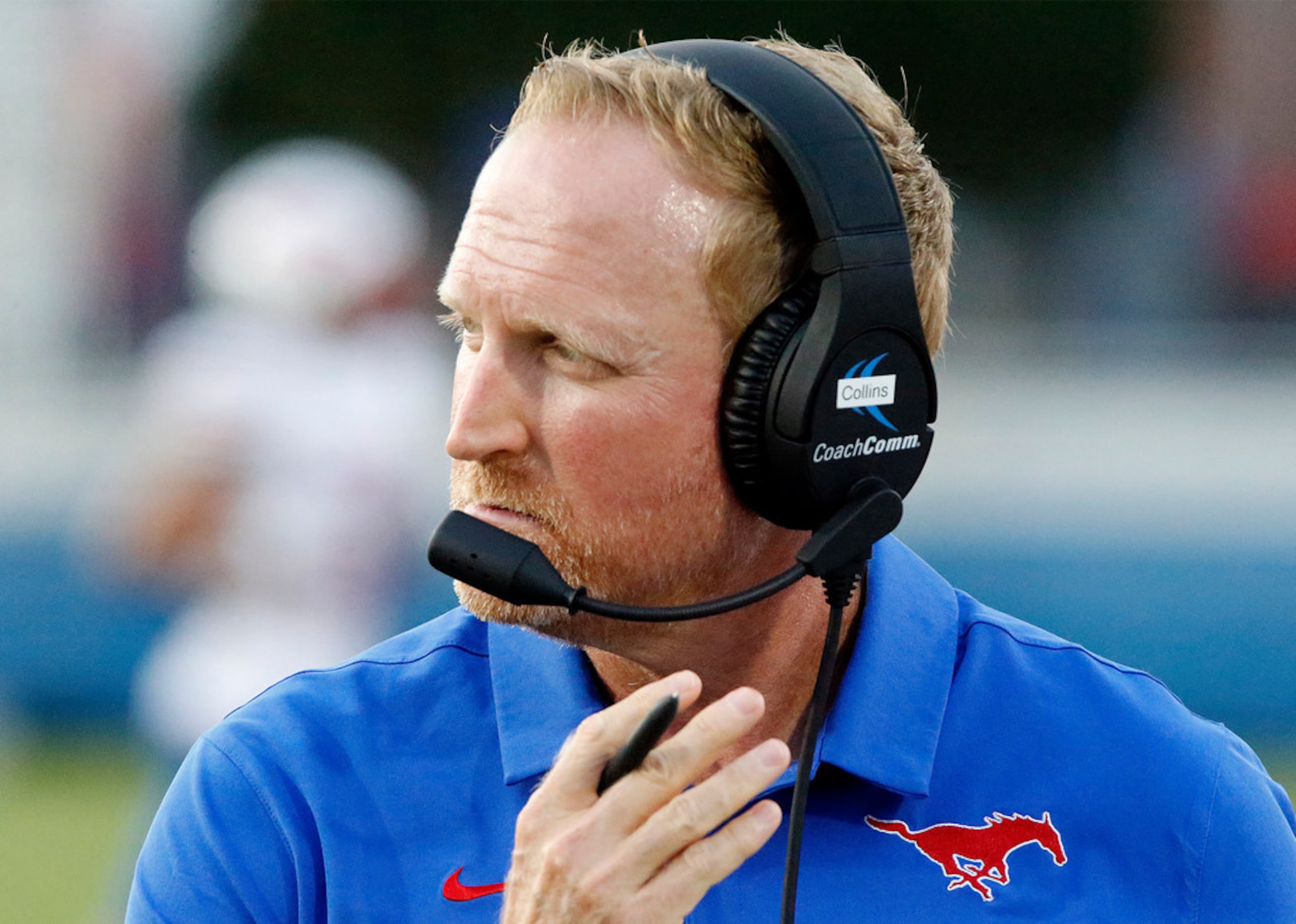 Richardson Pearce High School head coach David Collins looks on at the field during the...