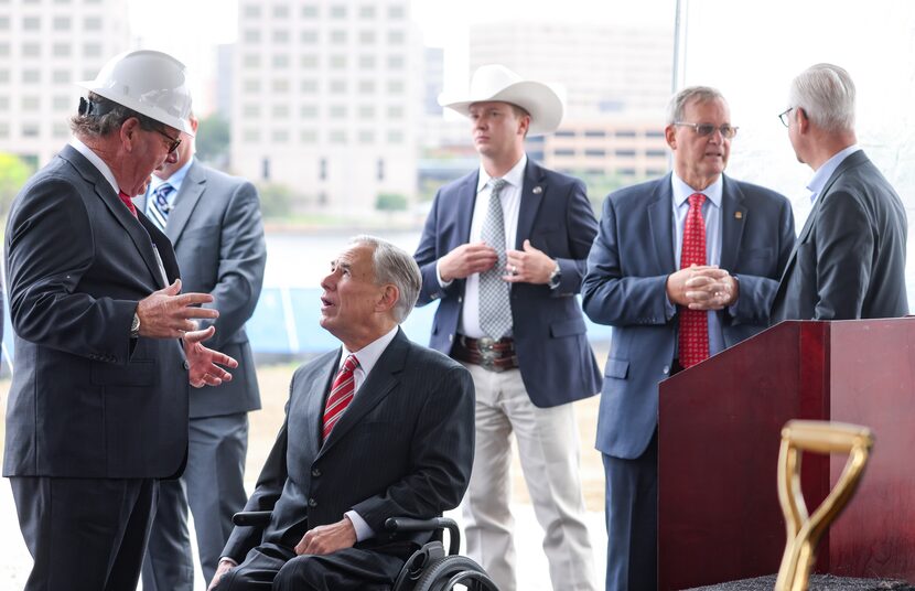 KDC CEO Steve Van Amburgh (left) spoke with Gov. Greg Abbott at a groundbreaking ceremony...