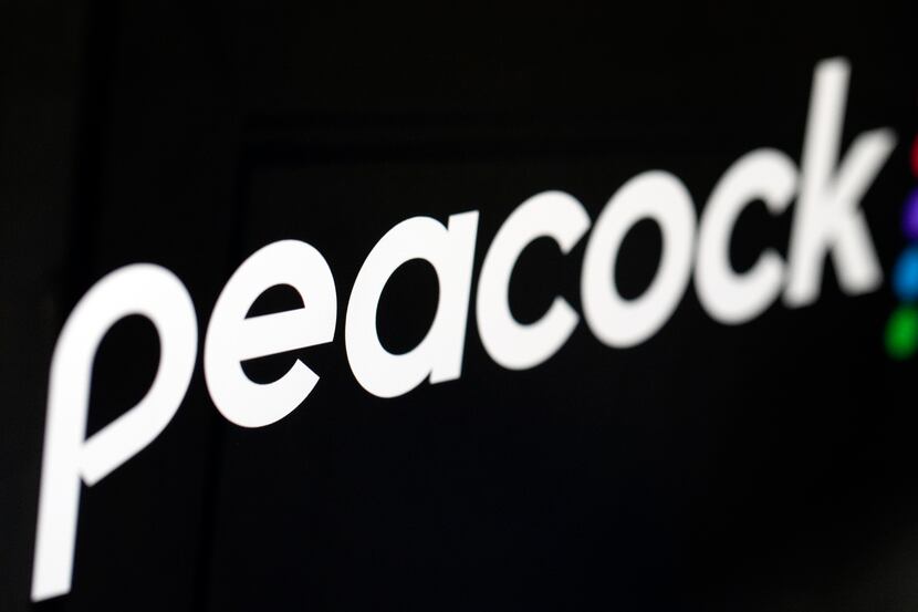 The logo for NBCUniversal's streaming service, Peacock, is displayed on a computer screen...