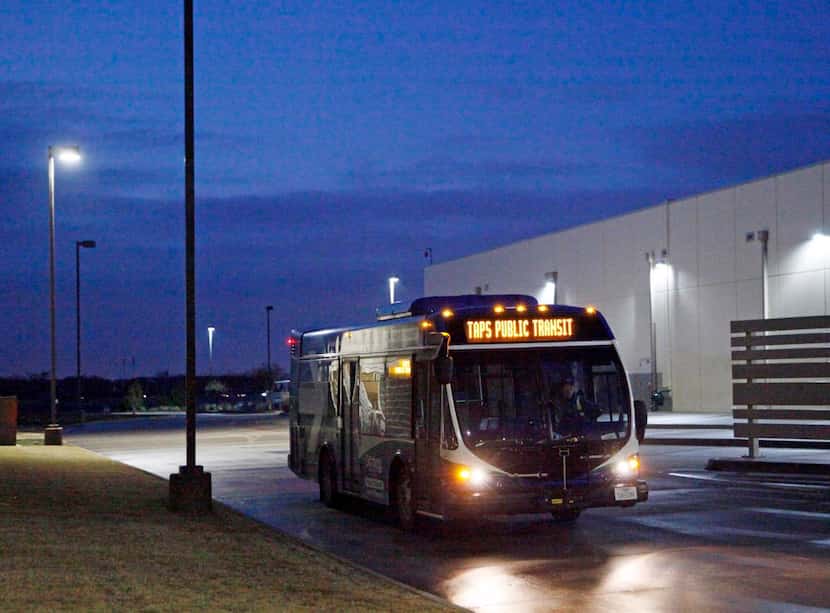 
The 301 Texoma Paratransit System bus, which travels the east side of Allen, drives down a...