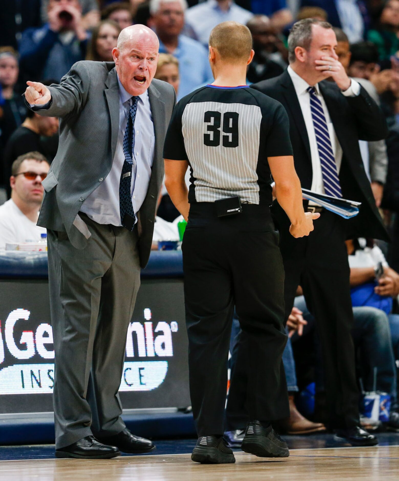 Orlando Magic Steve Clifford disputes a call with referee Tyler Ford (39) during the fourth...