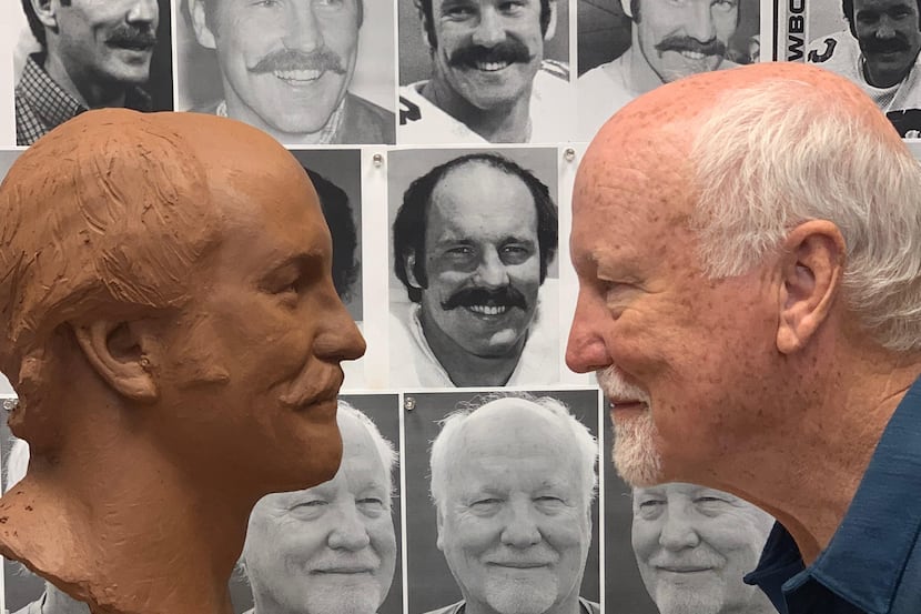 Former Cowboys safety Cliff Harris stares down the mold for his Hall of Fame bronze bust....