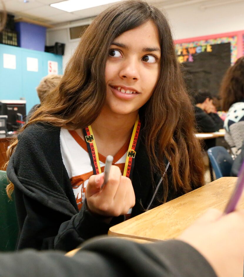 Then-seventh-grader Louisa Ortiz-Loenneker told a classmate what items to add to a city...