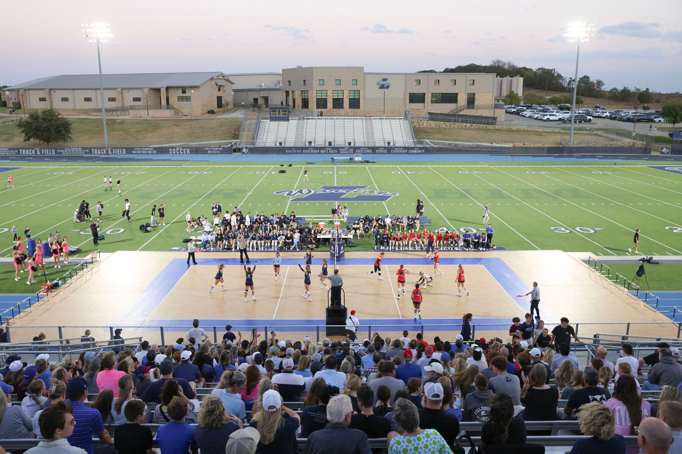  Liberty Christian School takes on Grapevine High School during an outdoor volleyball game,...