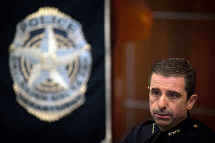 David Pughes, interim police chief, addressed reporters Friday at the Jack Evans Police...