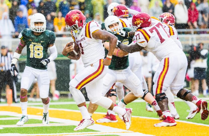Iowa State Cyclones running back Joshua Thomas (1) runs in to the end zone for a touchdown...