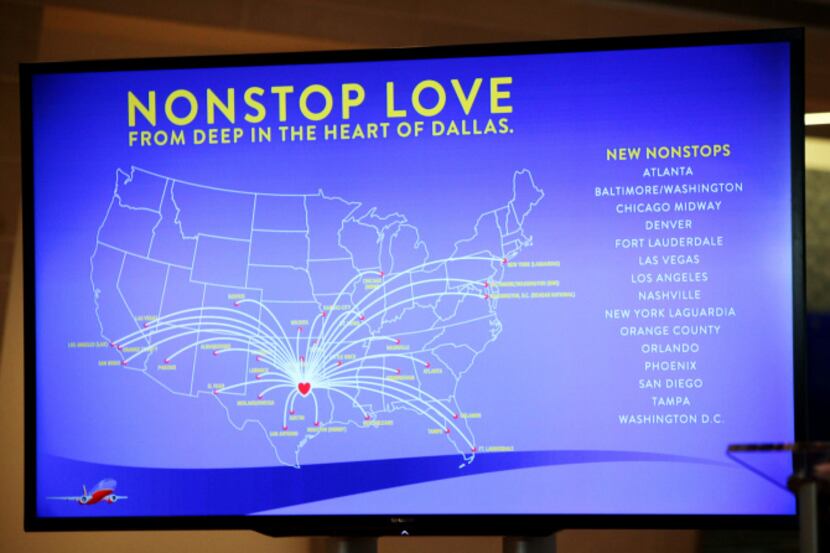 A map of new destinations for Southwest Airlines. It will begin flying to 15 new...