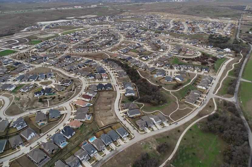 An aerial view of part of the Walsh community, located on the western side of Fort Worth.
