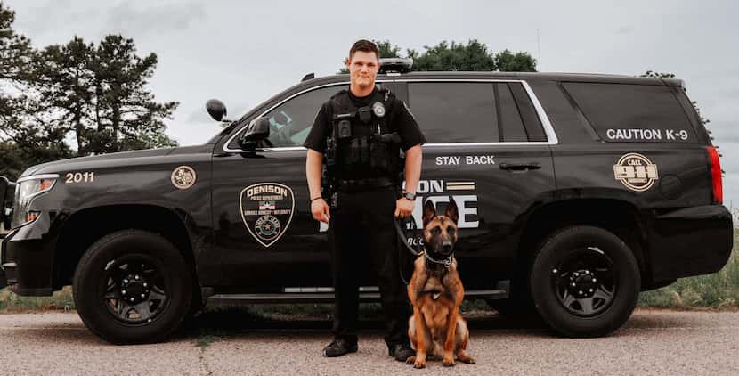 Denison police officer Tyler Buchanan is accused of ordering a police dog to repeatedly...