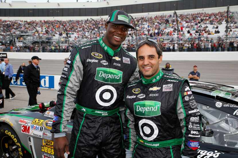 Cowboys defensive end DeMarcus Ware makes a publicity appearance  for Depend with NASCAR...