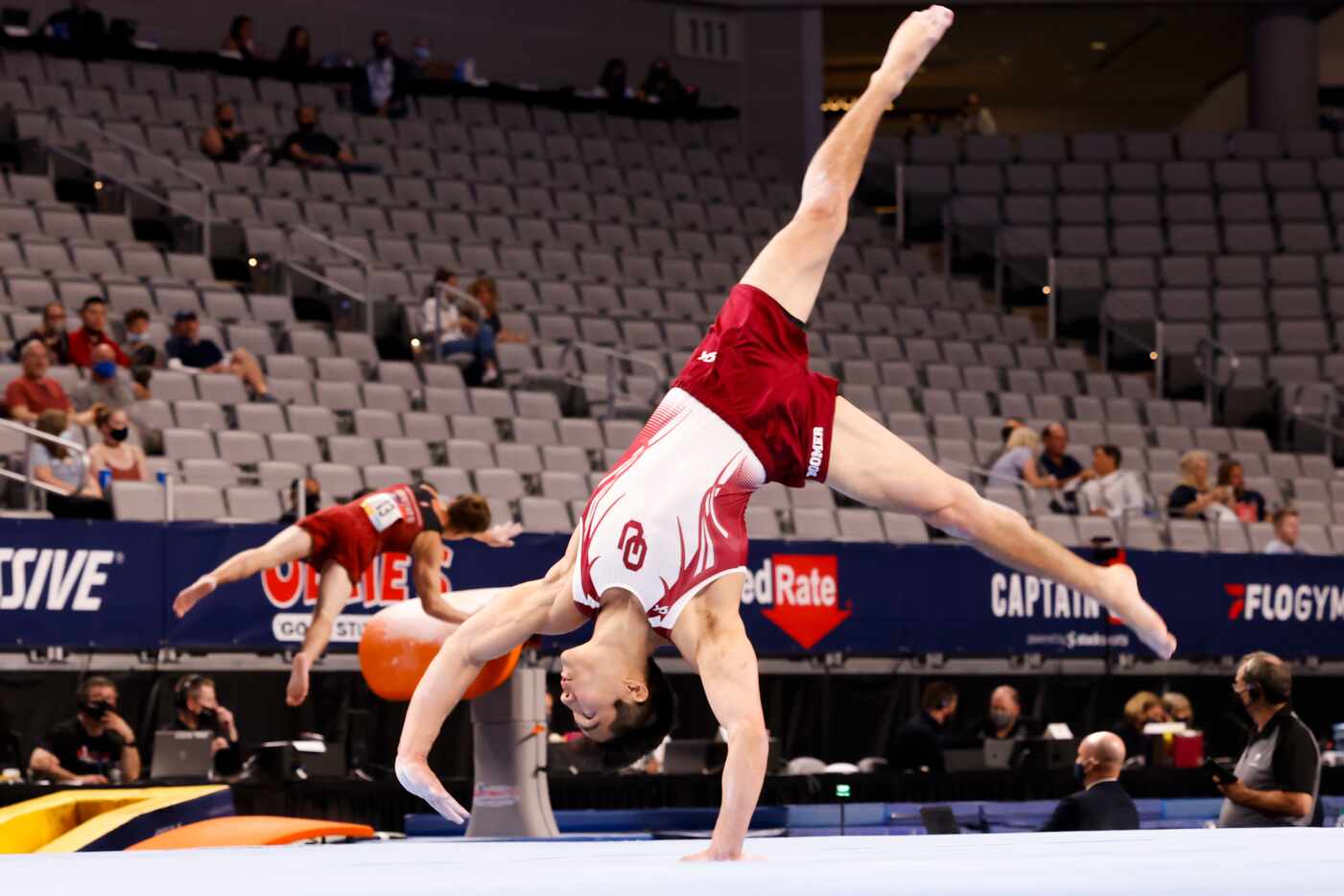 University of Oklahoma's Genki Suzuki performs on the floor during Day 1 of the US...