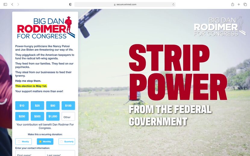 Dan Rodimer's fundraising page.